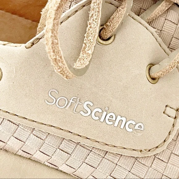 Womens Soft Science The Cruise Loafers Lightweight Woven Leather Laces Boat Tan - Picture 5 of 14